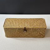 Multi-Compartment Wicker Rattan Storage Basket with Lid - Rustic Home Organizer for Shelves, Home Storage,Toilet Paper, Snacks In Australia - Darrahopens