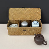 Multi-Compartment Wicker Rattan Storage Basket with Lid - Rustic Home Organizer for Shelves, Home Storage,Toilet Paper, Snacks In Australia - Darrahopens