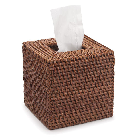 Rattan Tissue Box Cover Natural Woven Facial Napkin Holder Square Open bottom allows  (Honey Brown, 5.5x5.5x5.9 Inch) In Australia - Darrahopens