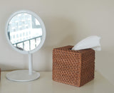 Rattan Tissue Box Cover Natural Woven Facial Napkin Holder Square Open bottom allows  (Honey Brown, 5.5x5.5x5.9 Inch) In Australia - Darrahopens