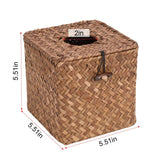 Woven Tissue Box Cover Square,Decorative Tissue Box Holder, Made of Natural Seagrass for Home Office Car Automotive Decoration