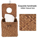 Woven Tissue Box Cover Square,Decorative Tissue Box Holder, Made of Natural Seagrass for Home Office Car Automotive Decoration