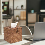Woven Tissue Box Cover Square,Decorative Tissue Box Holder, Made of Natural Seagrass for Home Office Car Automotive Decoration