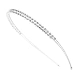 Silver/ Tone Double Rows Crystal Rhinestones Fashion Headbands Wedding Party Hair Hoop Band Hairband Headwear (Silver)