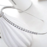 Silver/ Tone Double Rows Crystal Rhinestones Fashion Headbands Wedding Party Hair Hoop Band Hairband Headwear (Silver)