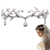 Elegant Rhinestone Leaf Wedding Bridal Bridesmaid Forehead Band Dangle Rhinestone Bridal Tiara Crown with Gift Box , Silver In Australia - Darrahopens