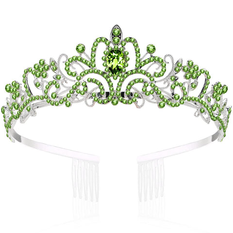 Crystal Crowns and Tiaras with Comb Headband for Girl or Women Birthday Party Wedding Prom Bridal Christmas ( Light Green) In Australia - Darrahopens