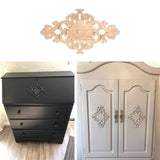 Wood Carved Appliques, 2Pcs Wooden Decorative Onlays,  Unpainted Furniture Center Decals for Cabinet Dresser Bed Door Wall