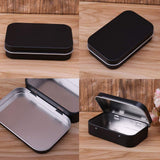 Black Rectangular Empty Hinged Tins Box Containers for First Aid Kit,Survival Kits,Storage,Herbs,Pills,Crafts and More