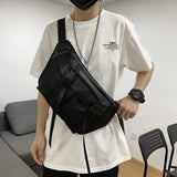 Woman Waist Bags Large Capacity Pack Street Wear Chest Bag Hip Hop Crossbody Bag Black Big Belt Waist Pack