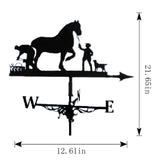 Various Shapes of Stainless Steel Creative weathervane, Black Metal Patio roof Outdoor Decorative weathervane (Man and Horse)