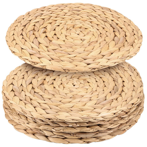 6 Pack 13 Inch Water Hyacinth Braided Placemat, Seagrass Woven Round Placemats, Natural Wicker Rattan Boho Placemats for Dining In Australia - Darrahopens