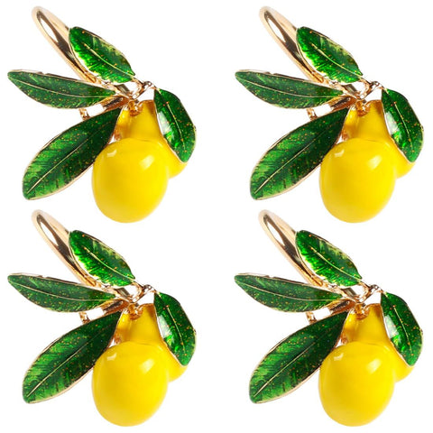 Lemon Napkin Rings Set of 4, Lovely Yellow Decorative Fruit Lemon Napkin Ring Holder for Wedding, Dinner Party, Summer Holiday In Australia - Darrahopens