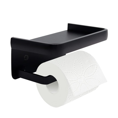 Toilet Paper Holder with Shelf, Matte Black Toilet Paper Holder, Toilet PaperHolder Wall Mount, Bathroom Adhesive Toilet Paper In Australia - Darrahopens