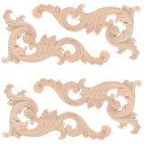 4pcs Furniture Decals Retro Decor Wood Applique Dresser Decor Unpainted Carved Unpainted Wooden Furniture Wood Carved （16*8*0.8cm） In Australia - Darrahopens