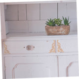 4pcs Furniture Decals Retro Decor Wood Applique Dresser Decor Unpainted Carved Unpainted Wooden Furniture Wood Carved （16*8*0.8cm）