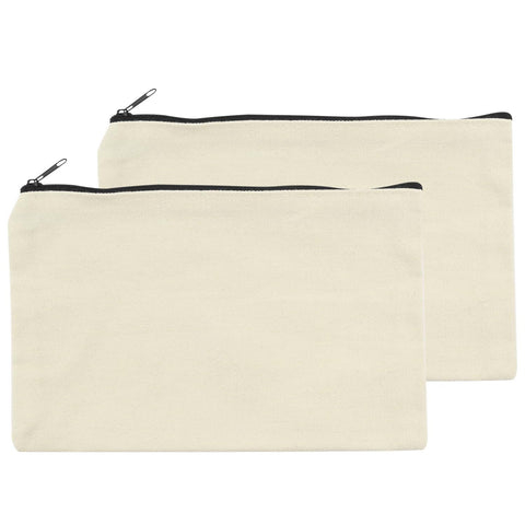 2pcs Canvas Bags,Pencil Case,Makeup Bag,Blank Zipper Pencil Pouch for School Supplies,Office Supplies,Home,DIY,Cosmetic Bag In Australia - Darrahopens