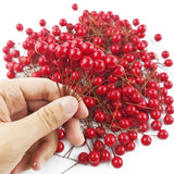 300PCS Artificial Holly Berries, Mini 10 mm Fake Berries Decor on Wire for Christmas Tree Decorations Flower Wreath DIY Craft(Red) In Australia - Darrahopens