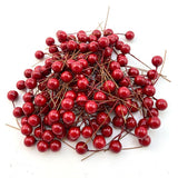 300PCS Artificial Holly Berries, Mini 10 mm Fake Berries Decor on Wire for Christmas Tree Decorations Flower Wreath DIY Craft(Red) In Australia - Darrahopens