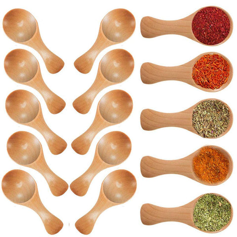 15 Pack Mini Wood Spoon with Short Handle, Perfect for Small Jars of Jam, Spices, Condiments, Seasoning, Sugar, Honey, Coffee