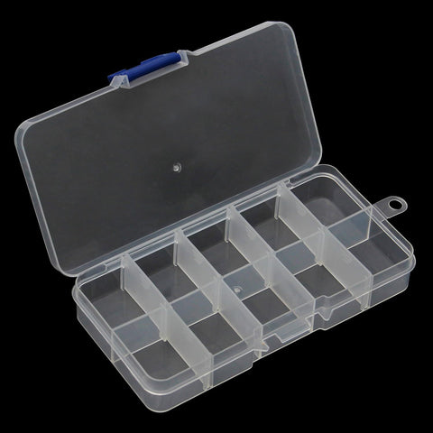 Jewelry Storage Box Plastic 10 Large Grids Organizer Box Bead Fishing Tackle Container Case with Removable Dividers