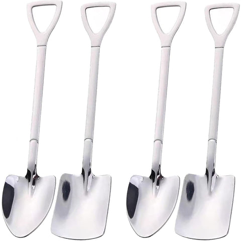 4 Pcs Stainless Steel Shovel Shape Spoon Pointed Spoon Coffee Tea Sugar Stirring Spoon Cake Dessert Spoon, Cat Dog Food Scooping In Australia - Darrahopens
