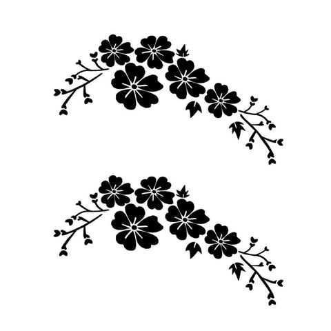 2Pcs Car Flower Sticker Decals Black Floral Styling Car Self-Adhesive Sticker Waterproof Auto Body Exterior Universal Decal