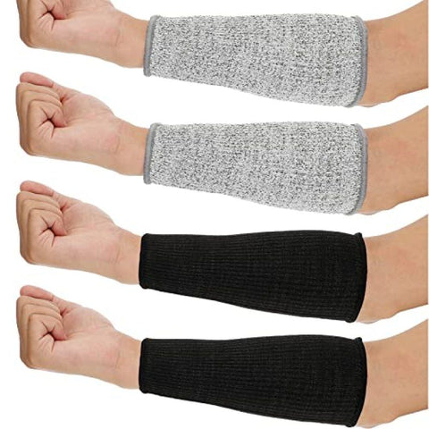 4 pes Protective Arm Sleeves for Thin Skin Anti-Cut Burn Resistant Cover Forearm Sleeve for Cooking(Black, Gray, 7.9 Inch S) In Australia - Darrahopens