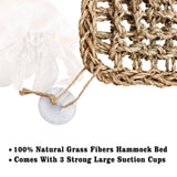 Hermit Crab Climbing Toys, Seagrass Mat Lizard Hammock with Suction Cup, Natural Seagrass Woven Net