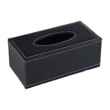 High-end Fashion PU Leather Tissue Box Holder Black with lid, Rectangular Napkin Facial Tissues Holder Dispenser(Black)