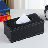 High-end Fashion PU Leather Tissue Box Holder Black with lid, Rectangular Napkin Facial Tissues Holder Dispenser(Black)