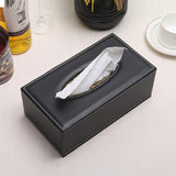 High-end Fashion PU Leather Tissue Box Holder Black with lid, Rectangular Napkin Facial Tissues Holder Dispenser(Black)