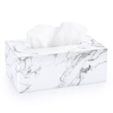 Holder with Magnetic Bottom, Decorative PU Tissue Box for Vanity Dresser Night Stand Table Countertop Home Office Car,Marble White