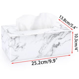 Holder with Magnetic Bottom, Decorative PU Tissue Box for Vanity Dresser Night Stand Table Countertop Home Office Car,Marble White