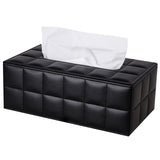 High-end Fashion PU Leather Tissue Box Holder Business Black, Rectangular Napkin Holder Drawer Paper Dispenser  (Black Checkered)
