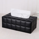 High-end Fashion PU Leather Tissue Box Holder Business Black, Rectangular Napkin Holder Drawer Paper Dispenser  (Black Checkered)