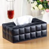 High-end Fashion PU Leather Tissue Box Holder Business Black, Rectangular Napkin Holder Drawer Paper Dispenser  (Black Checkered)