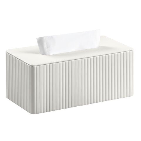 Tissue Box Cover Stylish PU Leather Rectangular Tissue Box Holder with Magnetic Bottom Cover for Bathroom Bedroom  (Cream-white) In Australia - Darrahopens