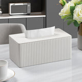Tissue Box Cover Stylish PU Leather Rectangular Tissue Box Holder with Magnetic Bottom Cover for Bathroom Bedroom  (Cream-white) In Australia - Darrahopens