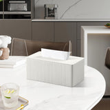 Tissue Box Cover Stylish PU Leather Rectangular Tissue Box Holder with Magnetic Bottom Cover for Bathroom Bedroom  (Cream-white) In Australia - Darrahopens