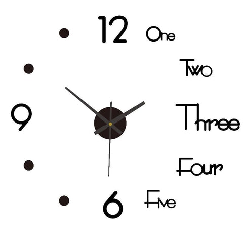 3D Wall Decal Decorative Clock,Black DIY Wall Clock for Bedroom Living Room Home Decorations,Easy to Assemble In Australia - Darrahopens