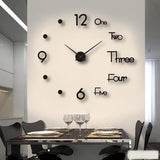 3D Wall Decal Decorative Clock,Black DIY Wall Clock for Bedroom Living Room Home Decorations,Easy to Assemble In Australia - Darrahopens