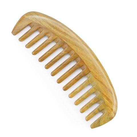 Handmade Natural Sandalwood Hair Combs - Anti-Static Sandalwood Scent Natural Hair Detangler Wooden Comb (Oval Wide Tooth)
