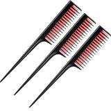 Tool Structure Rattail Comb, Rat Tail Comb for Back Combing Root Teasing, Adding Volume, Evening Styling (Black and Red)3pes In Australia - Darrahopens