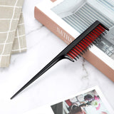 Tool Structure Rattail Comb, Rat Tail Comb for Back Combing Root Teasing, Adding Volume, Evening Styling (Black and Red)3pes