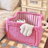 Cute Cube Storage Box Little Toy Snack Organizer Folding Storage Box Suitable For Children Boys Girls Nursery Playroom (Pink)