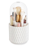 Makeup Brush Holder Organizer with Lid,360 Rotating Clear Dustproof Makeup Brushes Organizer for Vanity Desktop Bathroom In Australia - Darrahopens