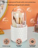 Makeup Brush Holder Organizer with Lid,360 Rotating Clear Dustproof Makeup Brushes Organizer for Vanity Desktop Bathroom In Australia - Darrahopens