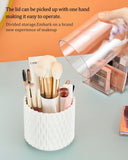 Makeup Brush Holder Organizer with Lid,360 Rotating Clear Dustproof Makeup Brushes Organizer for Vanity Desktop Bathroom In Australia - Darrahopens