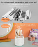 Makeup Brush Holder Organizer with Lid,360 Rotating Clear Dustproof Makeup Brushes Organizer for Vanity Desktop Bathroom In Australia - Darrahopens